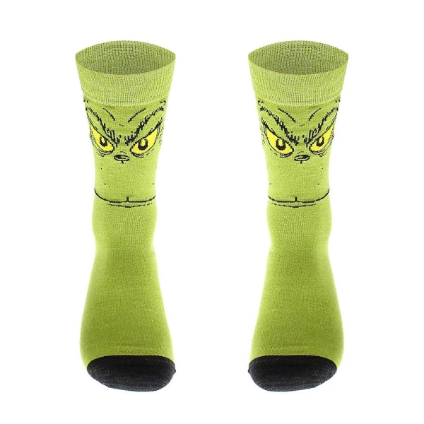 Christmas The Grinch Green Mid-calf Socks Unisex Herr Dam Casual Strumpor Julklapp F