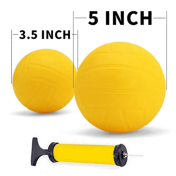 Piikkipallon korvaavat pallot Roundnet-pelipallot takapihalle, uima-altaalle, nurmikolle, rannalle, 3,5 tuumaa, 3 kpl Yellow 1x 3.5in and 1x 5in
