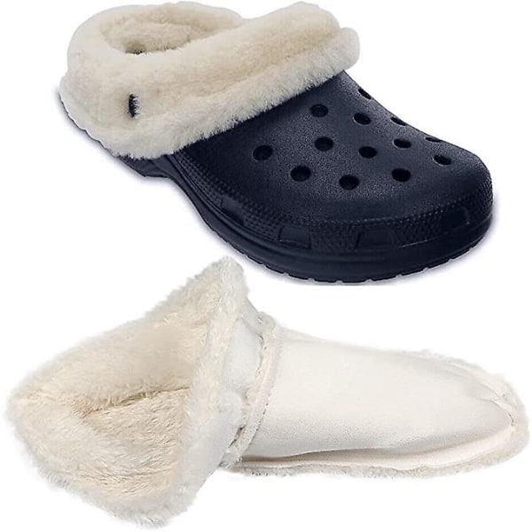 Innersulor för Crocs Träskor Ersättning, Vit Pälsinsats Foder Sko Innersula Varmt Avtagbart Luddigt Foder Crocs Skor Träskor Ersättning Size 39-40