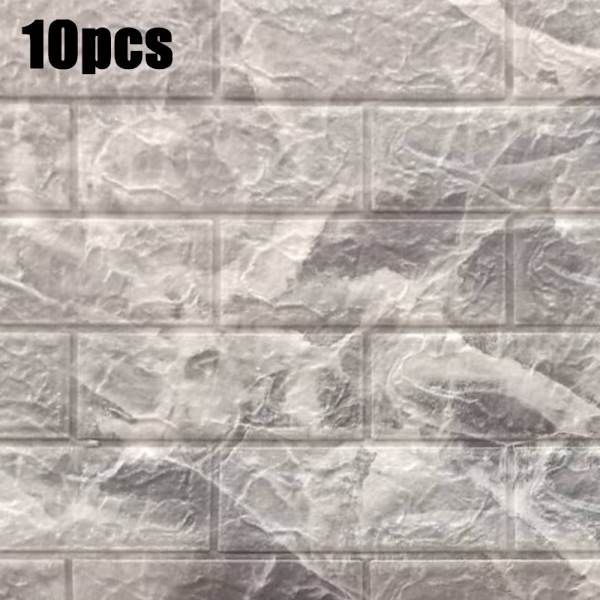 10-pack 3D Kakel Väggdekal Självhäftande Tapet grey 10PCS