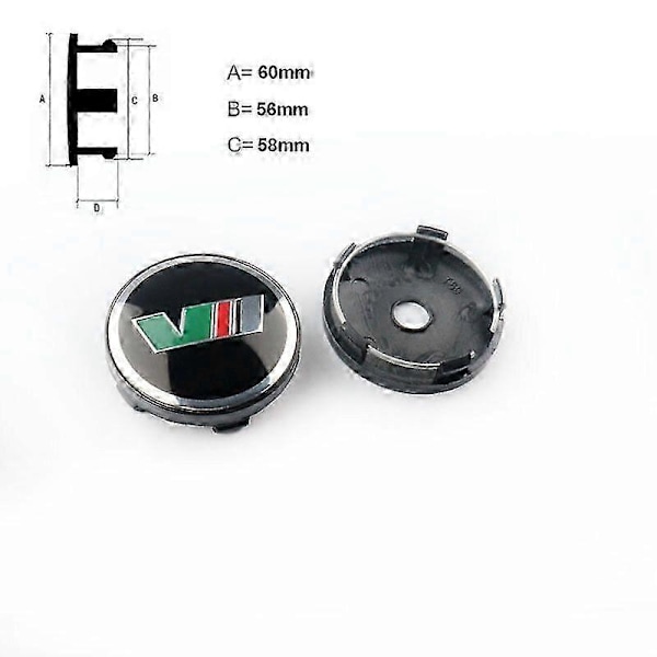 4 st Styling 56mm 60mm Navkapslar Emblem Hjuldekaler Skydd För Octavia Fabia Vrs Yeti Tillbehör V-RS 60mm