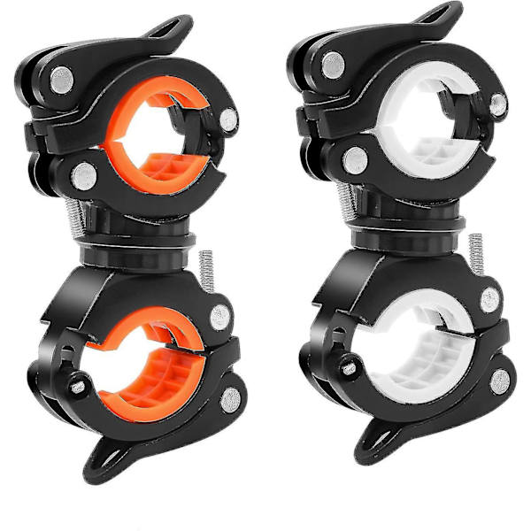 2 stk. Cykellygteholder, 360 graders roterende cykellygteholder, Universal Clip Cykelholder, Til Cykel LED Lampestand