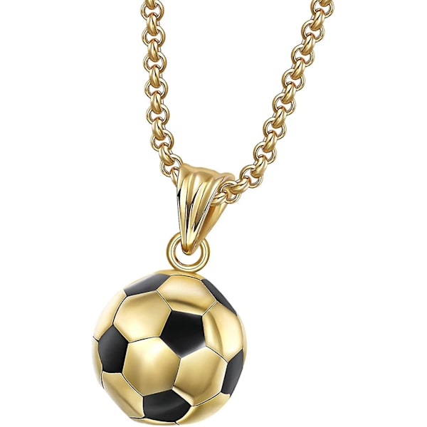 Moderigtig fodboldhalskæde til fejring af VM med justerbar kæde til piger, drenge, børn, unisex smykker med kæde 1 stk.- gold black