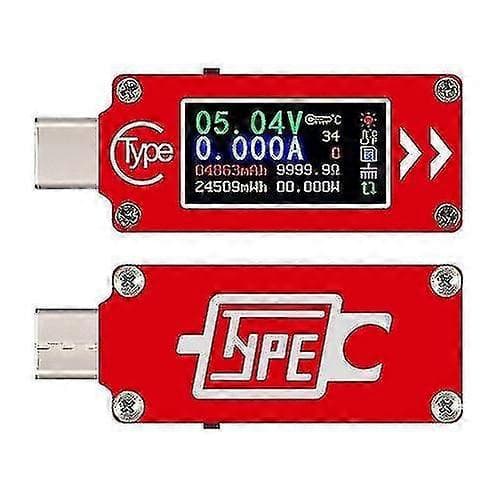 TC64 Type-C -värillinen LCD-näyttö USB-volttimittari ampeerimittari