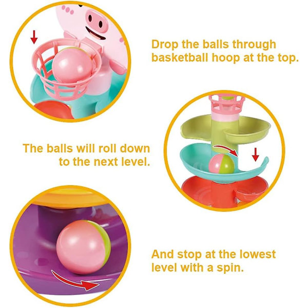 5 Layer Ball Drop And Roll Swirling Tower Baby för 1 åring. Toddler tidig utveckling