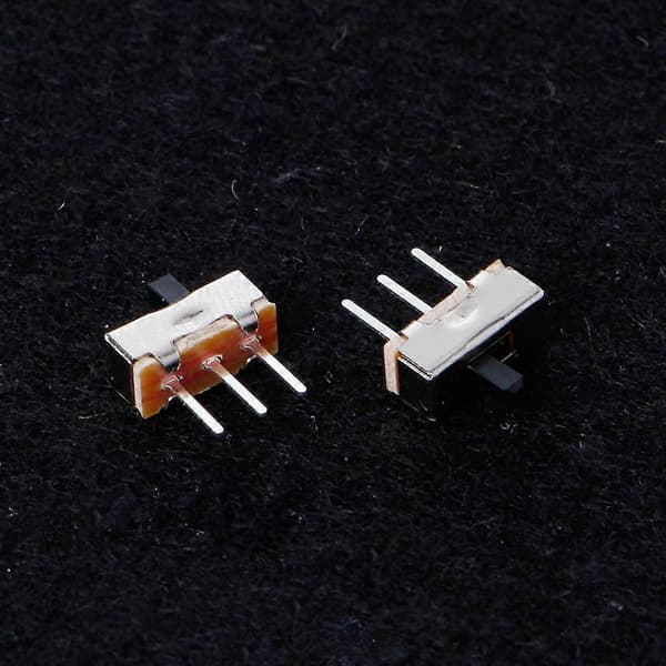 10 st 2-läges På/Av SPDT 1P2T 3-stifts PCB-panel Mini Vertikal Glidströmbrytare SS