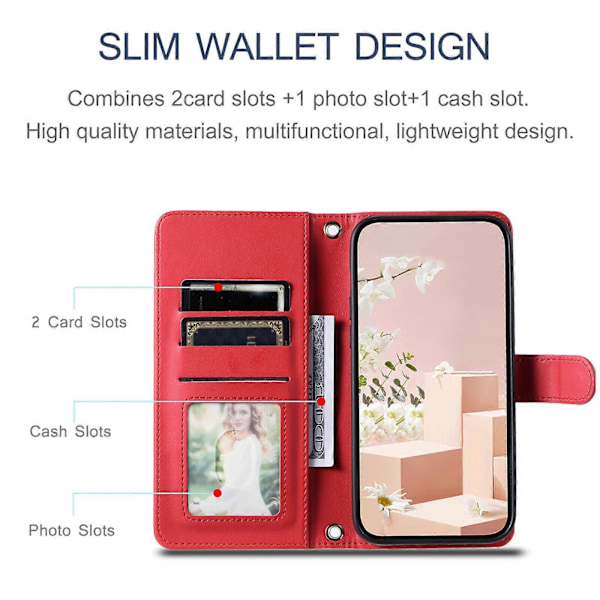 Kotelo Samsung Galaxy S20 FE 5G/4G -puhelimelle, lompakkokansi, crossbody-kaulanauha, olkahihna, yhteensopiva Samsung Galaxy S20 FE 5G/4G -puhelimen kanssa Red