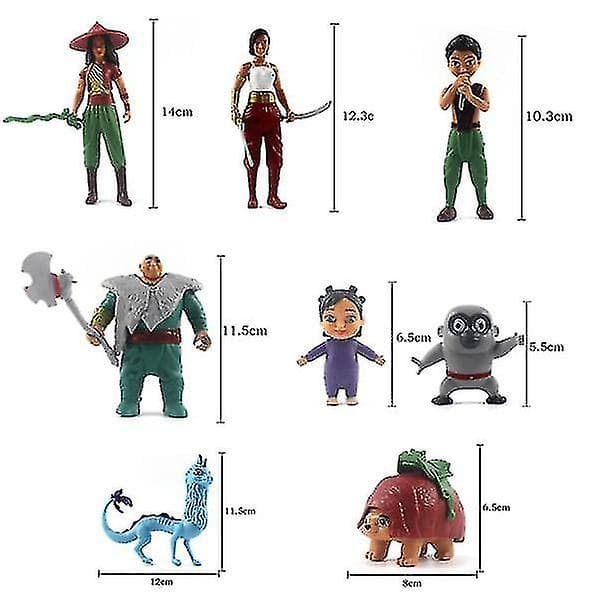 8 stk. Raya og den sidste drage-figurer - Raya og den sidste drage