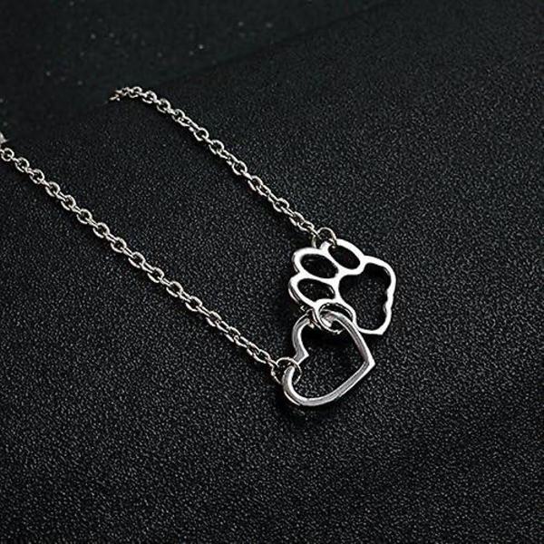 Halskæde med poteaftryk til kvinder, kærlighedshjerte halskæde, gave til minde om hund, kæledyr, til bedste ven, fødselsdags- og julegaver silver