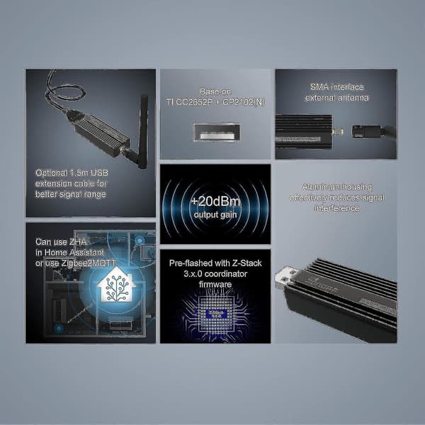 Zigbee 3.0 Usb Dongle Plus, Ti Cc2652p Koordinator, Universal Usb Zigbee Hub, Zigbee Gateway Til Home Assistant