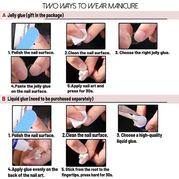 24 st franska spets pressade naglar Korta rosa fyrkantiga falska naglar glansigt lim på naglar Cover Stick On Nails Falska naglar
