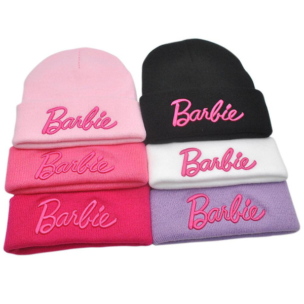 Lasten Barbie-neulottu hattu Pipo Syksy Cap Ulkoilu Lippalakki Barbie-faneille Hattu Lahjat Black