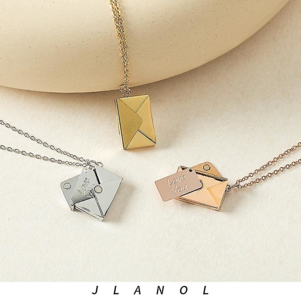 Konvolutt medaljon halskjede Love You Secret Hidden Message Anheng Gave Rustfritt stål smykker Rose Gold