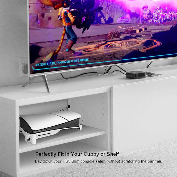 Ps5 Slim Horisontellt Ställ, Ps5 Slim Konsolbasstativ, Basstativ Tillbehör Kompatibla Playstation 5 Disc & Digital Editions White
