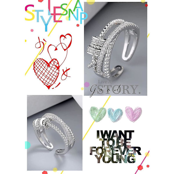 Til min datter - Fidget Ring, kvinders justerbar åben drejelig messingring med en minimal personlighed, angst ring med perle spinner. Womengirlszircondec