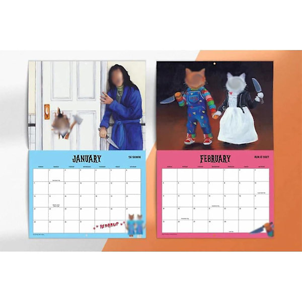 Scaredy Cats 2024 Kalender, Scaredy Cats 2024 Månadskalender, Kattkalender 2024, Söta Katter Väggkalender 2024, Gåva Till Kattälskare 1pcs