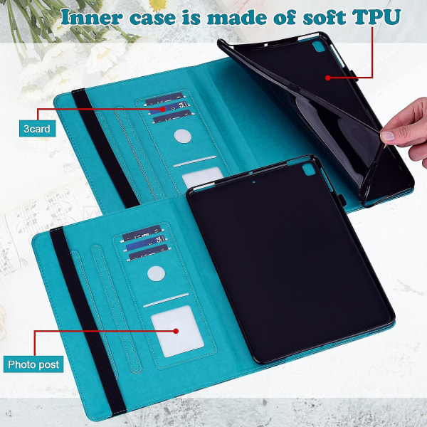 För Samsung Galaxy Tab A 9.7 T550 / T555 Case i läder Blue