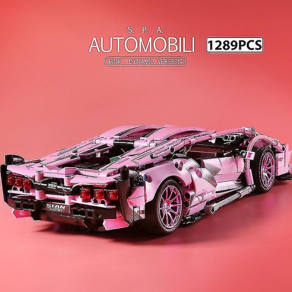 1289st tekniska rosa Lambo sportbil byggstenar Limited Edition Racing fordon Montering tegelstenar Leksaker Presenter till flickor Barn