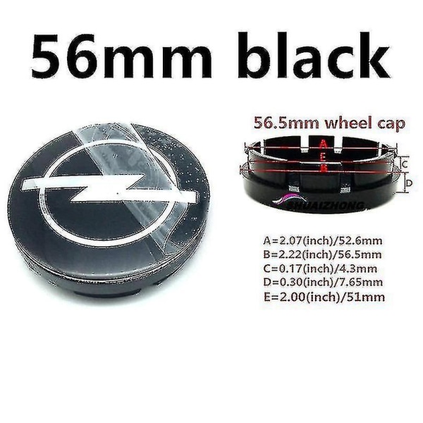 4 stk Bilhjulnav senterkapsler 56mm 59mm 60mm 64mm 68mm deksel For Opel Mokka Insignia Zafira Corsa Tigra Badg 4pcs 68mm Black