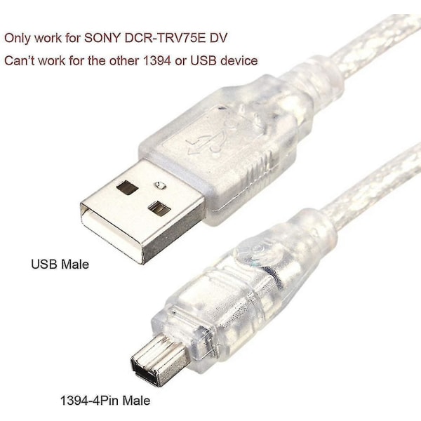 Cy USB -uros Firewire Ieee 1394 4-nastainen uros Ilink-sovitinjohto kaapeli Dcr-trv75e Dv 1m USB Firewire-kaapelille