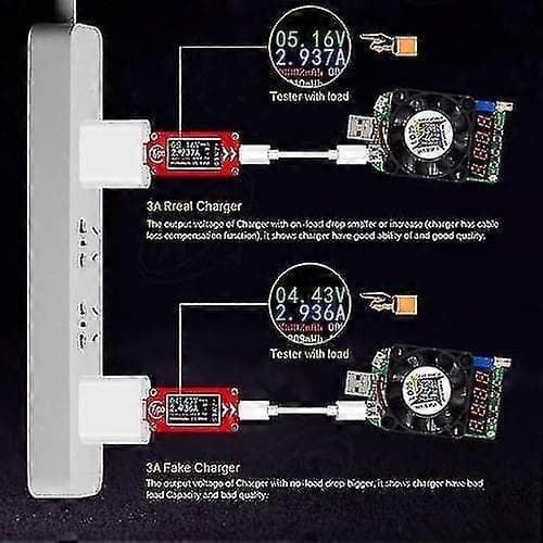 TC64 Typ-C Färg LCD-skärm USB Voltmeter Amperemeter