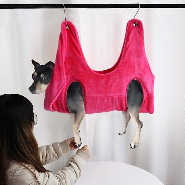 Kæledyr Hængekøje Hund Kat Grooming Hængekøje Fastgørelsesposer Komfortabel Brug Ved Bad Vask Badning Negleklipning rosa{HH} pink pink L