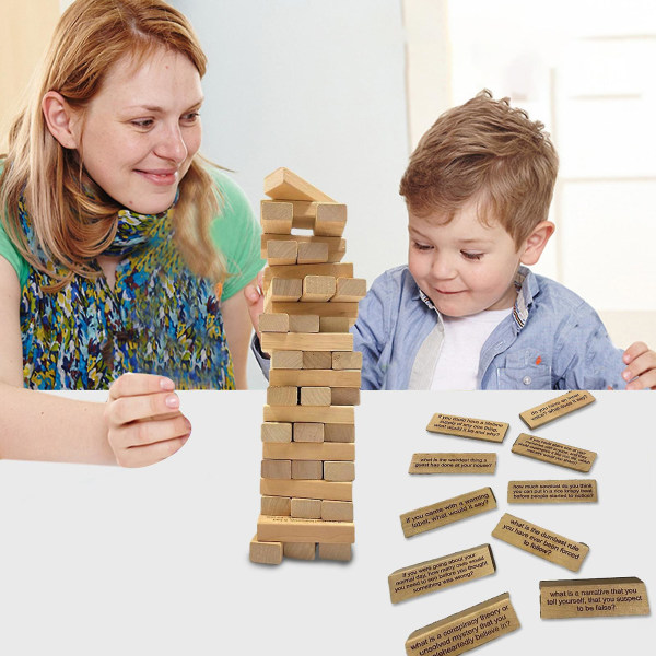 54 st Träfråga Tumbling Tower Vuxna Barn Familj Vänner Interaktion Rolig träklossleksak Flerspelarspel för en spelare staplingsbart