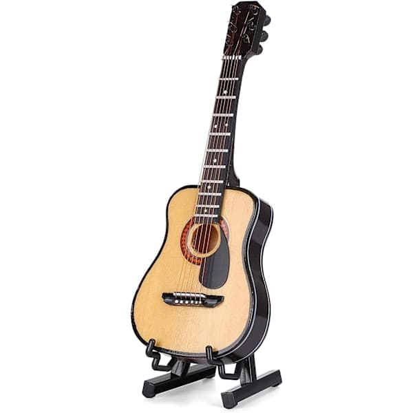 15 cm Trä Miniatyr Gitarr Prydnad Mini Musikinstrument