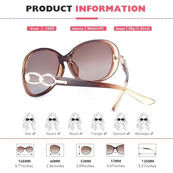 Solbriller Dame Polariserede Retro Designer Dame Solbriller Stor Ramme Oversized Shades