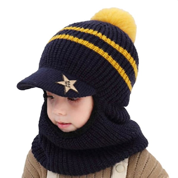 Lapset Pojat Tytöt Balaclava Cap Huivi Fleece Cap Pom Ski Pipo Hatut Navy