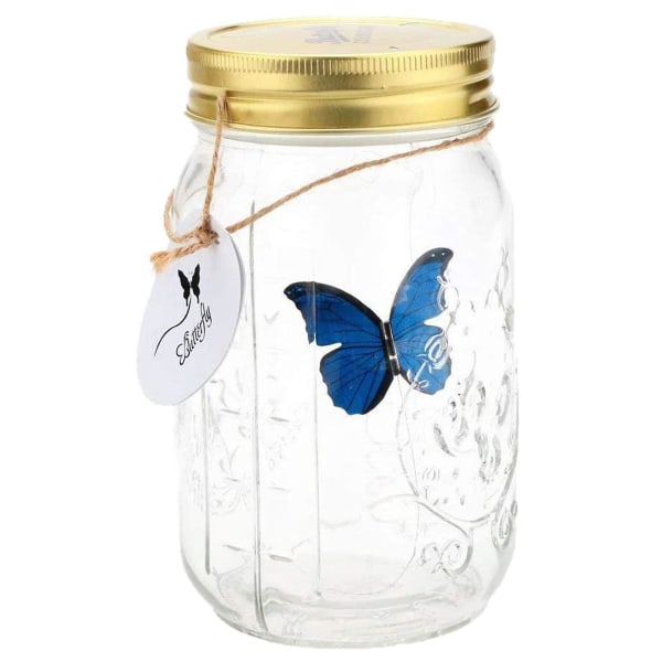 Butterfly Collection Krukke Lampe Flyvende Sommerfugl Med Led Lys Til Familie Og Venner Gave Blue