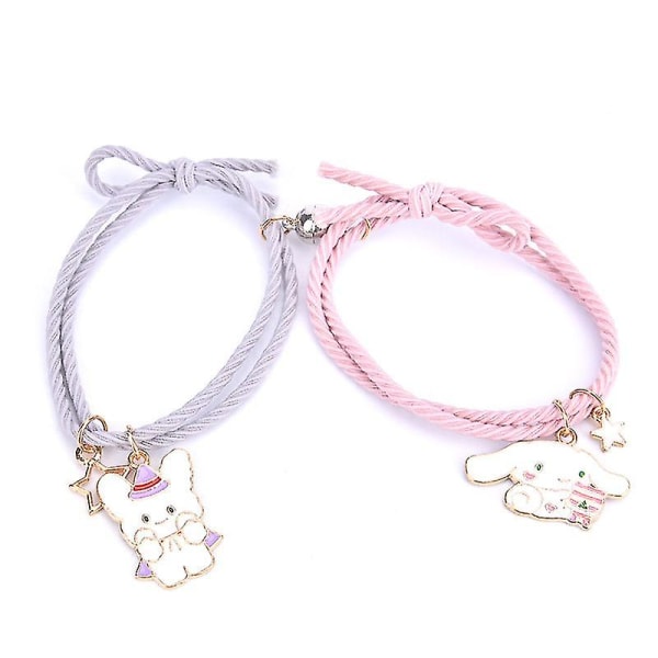 Romantisk 2 stk/par magnet par armbånd elskere Søt tegneserie matchende partner Yugui dog flying cat