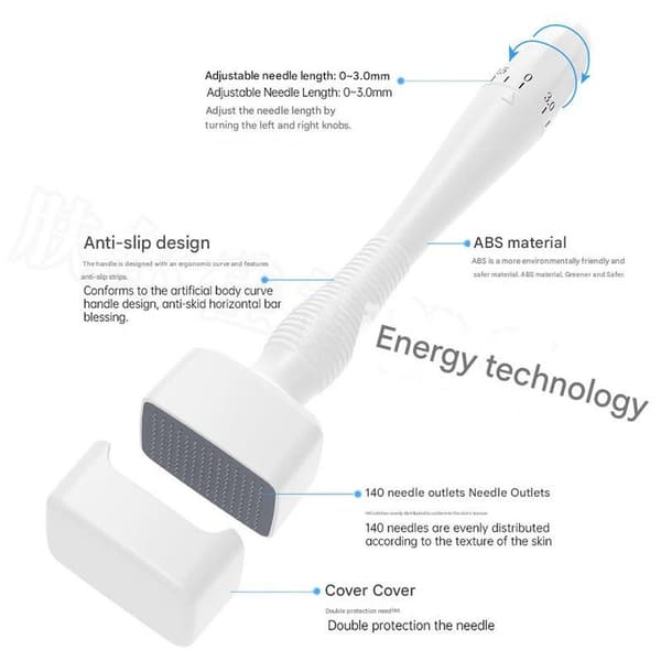 Justerbar Micro-Needling Derma Stamp Roller Hudplejeværktøj til Ansigt Hår Skæg