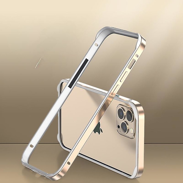 Aluminium Bumperram för iPhone 15 Pro - Metallram, Pansarram, Smalt Hårdskal, Mjuk Inre Bumper Gold