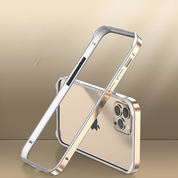 Aluminium metallramme rammeveske Kompatibel Iphone 15 Pro metallramme panserramme Slim hard veske Myk indre støtfanger Gold