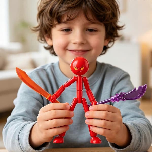 Actionfigur, samleobjekt model actionfigur, samlebart Stickmans legetøj Stop Motion figursæt med 7 våben