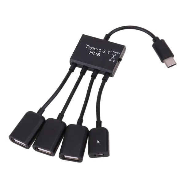 Typ C Till Micro Usb Fe Laddnings Värd Otg Hub Adapter Kabel 4in1 Ft
