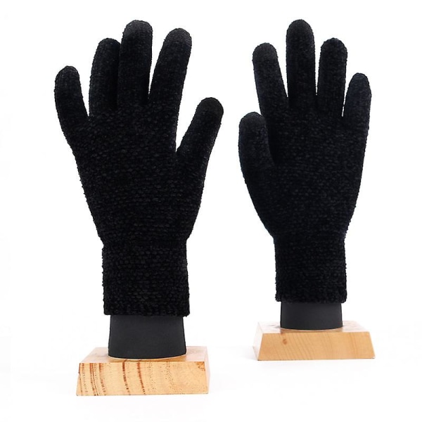 Stickade handskar "pekskärmshandskar dam, varma stickade handskar" (2 par) black