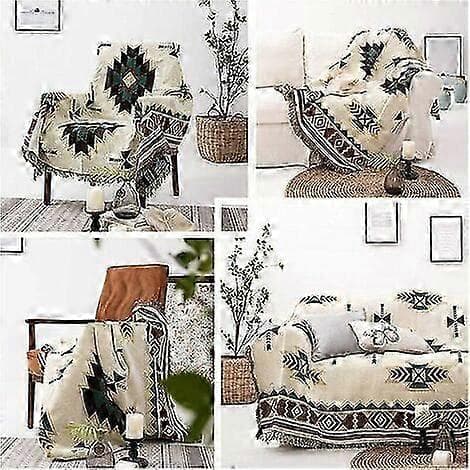Plaid Amerikansk Etnisk Stil Sofabetræk Strikket Fuld Sæt Jacquard Sofatæppe-90*90cm