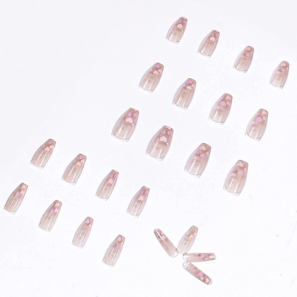 Press On Nails Medium Fake Nails 24st Glansiga False Nails Cover UV konstgjorda gelnaglar för kvinnor och tjejer