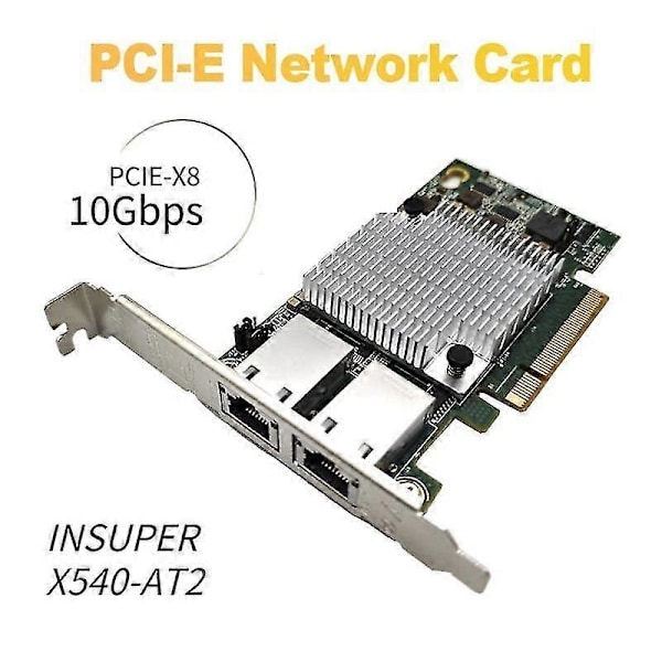 Intel X540-T2 10G piirisarja PCIe x8 Dual Copper RJ45 -portti 10 Gbps Gigabit Ethernet -verkkokortti Yhteensopiva PCIE-x8 PCIE-X16 PC-työpöydän WiFi-sovittimen kanssa