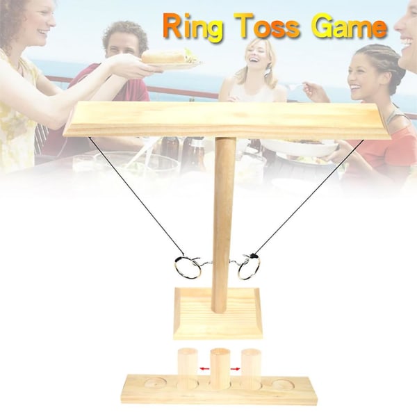 Adults Hook and Ring Toss Battle Craggy Game Drinking Interactive Game Wood Colour 30.0 X 10.0 X 4.0cm