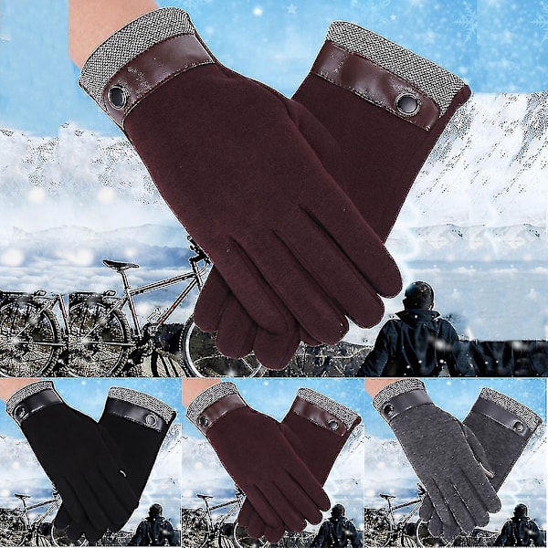 Vinter Varma Herrar Termiska Fleece Förtjockade Vantar Motorcykel Hel Fingerhandskar