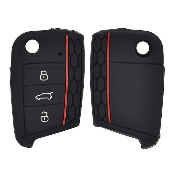 Key Remote Case Cover Shell kompatibel Golf 7 Mk7 Skoda A7 Silikon Biltillbehör Black