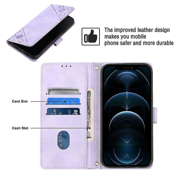 Case för Iphone 12 Pro Cover Flip Magnetic Läder Plånbok Korthållare Kompatibel med Iphone 12 Pro Case Purple