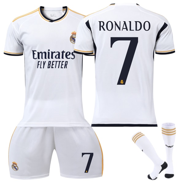 23-24 Ronaldo 7 Real Madrid skjorte Ny sesong Siste fotballskjorter for voksne barn Adult XS（160-165cm）