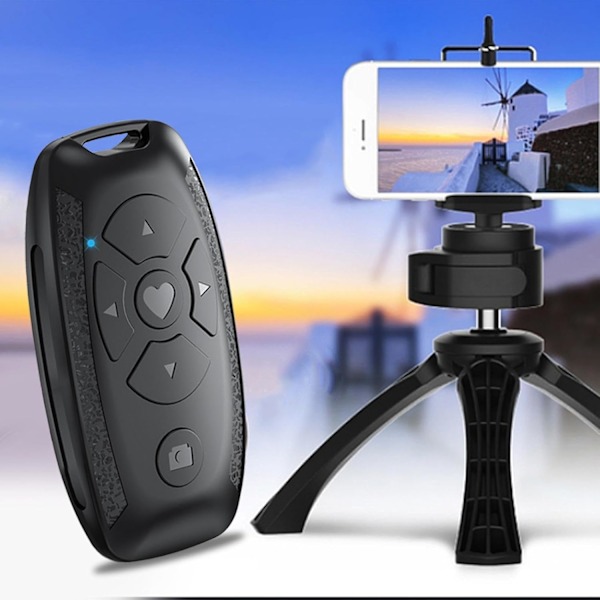 Trådløs selvutløser kamera lukker-fjernkontroll mobiltelefon Bluetooth sanntids video fjernkontroll | Smart USB-lading, 10-15m rekkevidde