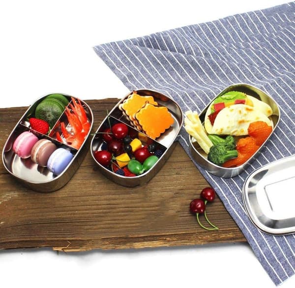 1 L Matboks i rustfritt stål - Bento-boks med 2 rom