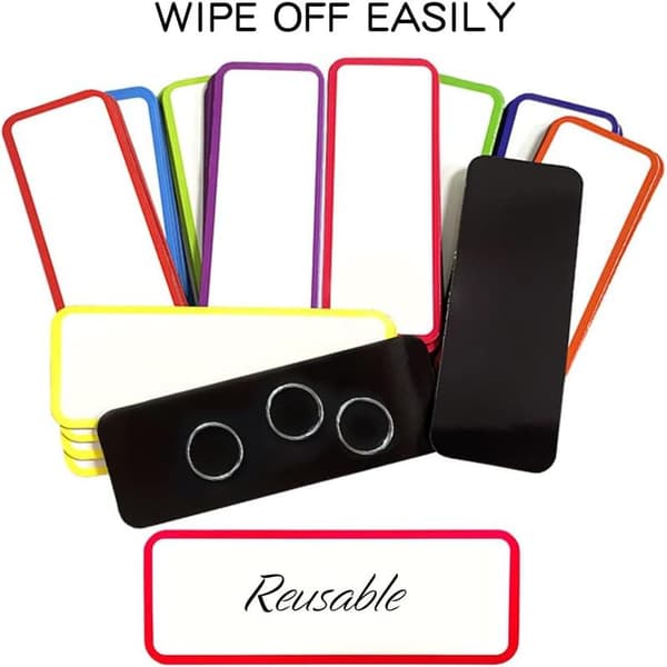 54-pack whiteboardmagneter, 9 färger - 29 x 79 mm - Skrivbar magnet