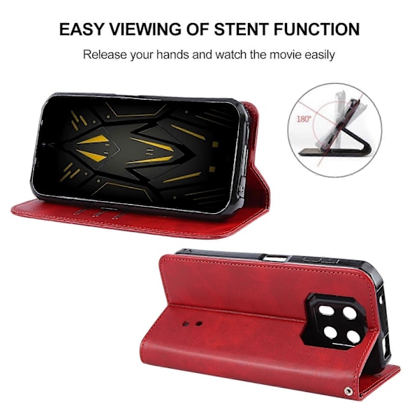 Magnetisk Stängning Läder Telefonfodral Red For Ulefone Armor 22